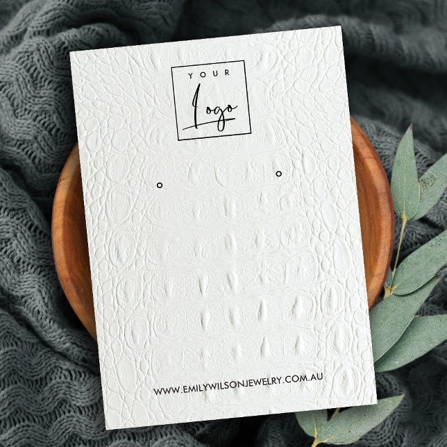 WHITE LEATHER TEXTURE STUD EARRING DISPLAY CARD (Creator Uploaded)