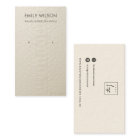 WHITE LEATHER TEXTURE STUD EARRING DISPLAY CARD