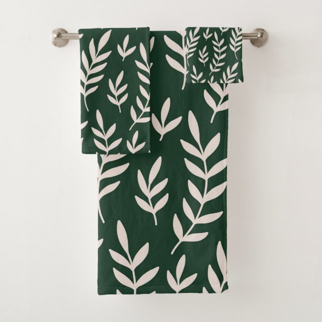 White leaves bath towel set (Insitu)