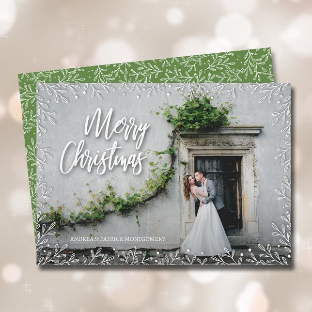 White Leaves Christmas Photo Holiday Card (Creator Uploaded)