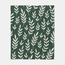 White leaves Fleece Blanket
