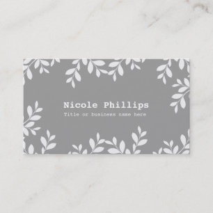 White Leaves & Grey Modern Botanical Business Card