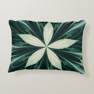White Leaves In A Green Forest Kaleidoscope Decorative Cushion