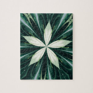 White Leaves In A Green Forest Kaleidoscope Jigsaw Puzzle