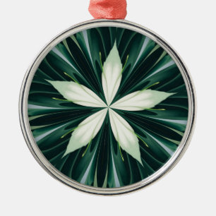 White Leaves In A Green Forest Kaleidoscope Metal Tree Decoration