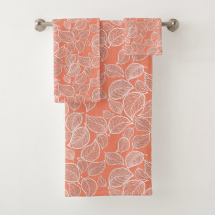 White Leaves on Orange Towel