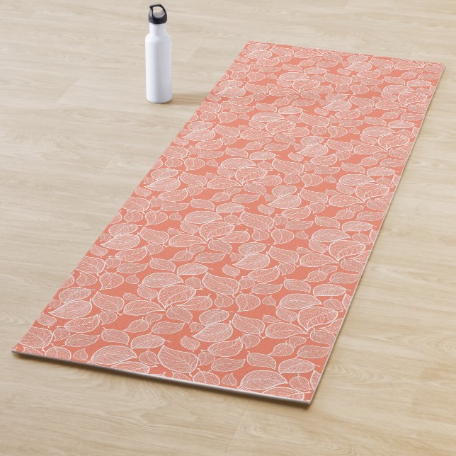 White Leaves on Orange Yoga Mat (In Situ)