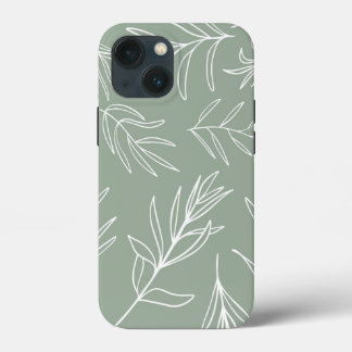 White Leaves On Sage Green Case-Mate iPhone Case