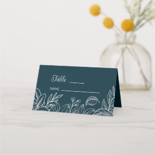 White Leaves  Place Card