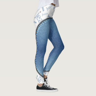 White Leggings with Blue Jeans Cuts