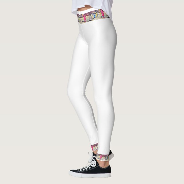 White leggings with sailboat waistband (Left)