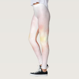 White leggings with subtle pink and yellow pastel