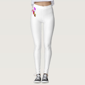 White leggins with orchid print  leggings