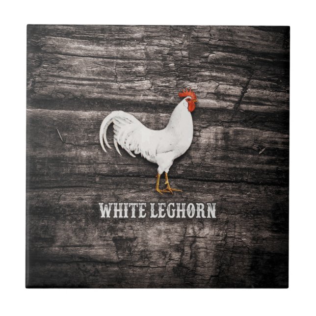 White Leghorn Chicken Ceramic Tile (Front)