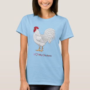 White Leghorn Chicken Rooster Crowing T-Shirt