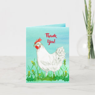 White Leghorn Chicken Thank You Card