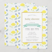 White Lemon Floral Pattern Baby Shower Invitation
