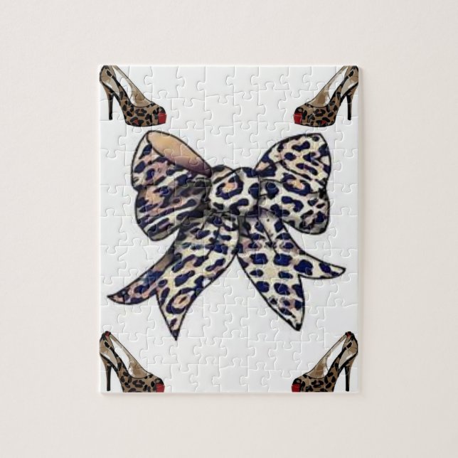 white leopard bow heels jigsaw puzzle everyone (Vertical)