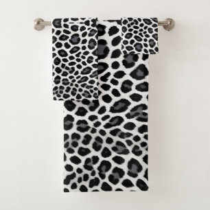 White Leopard Elegant Popular Luxury Collection Bath Towel Set