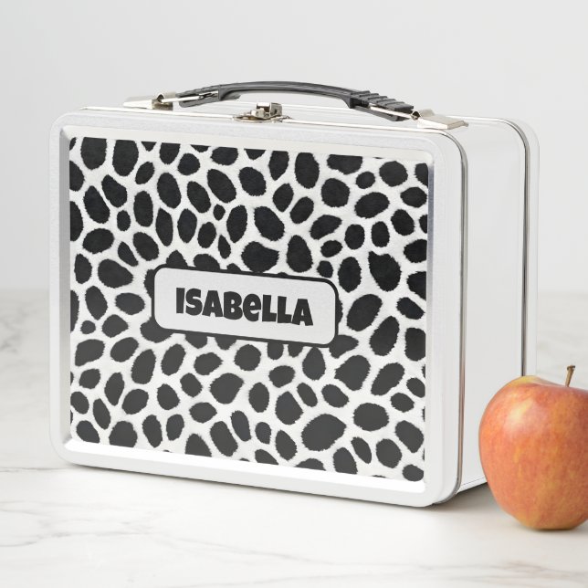 White Leopard Elegant Trendy Luxury Collection Metal Lunch Box (In Situ)