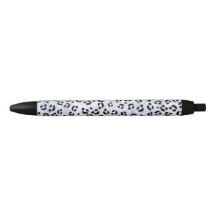 White Leopard Print Black Ink Pen
