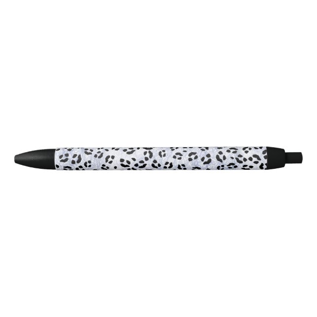 White Leopard Print Black Ink Pen (Front)