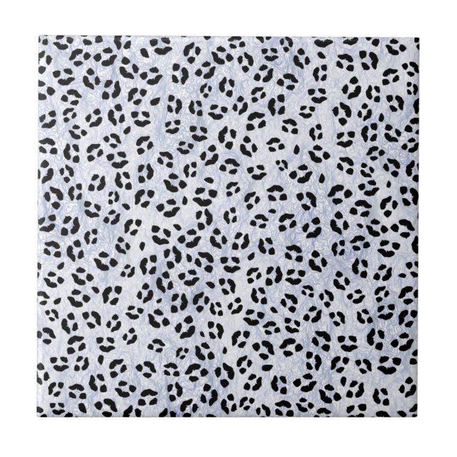 White Leopard Print Ceramic Tile (Front)