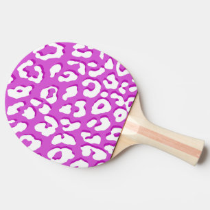 White Leopard Print Lavender  Ping Pong Paddle