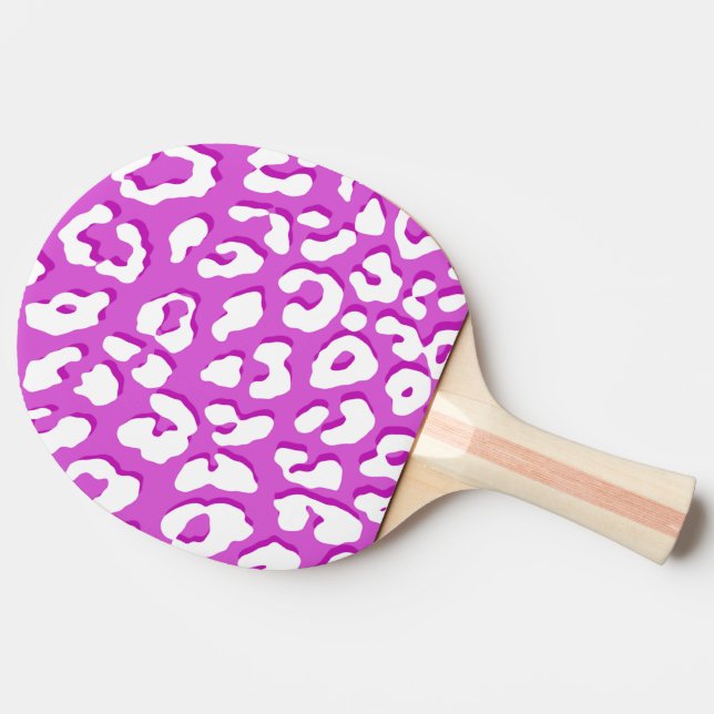 White Leopard Print Lavender  Ping Pong Paddle (Side)