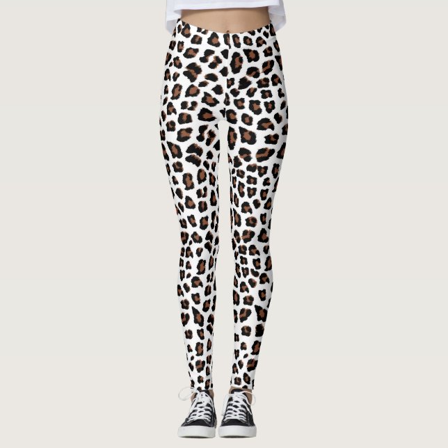 White Leopard Print  Leggings (Front)