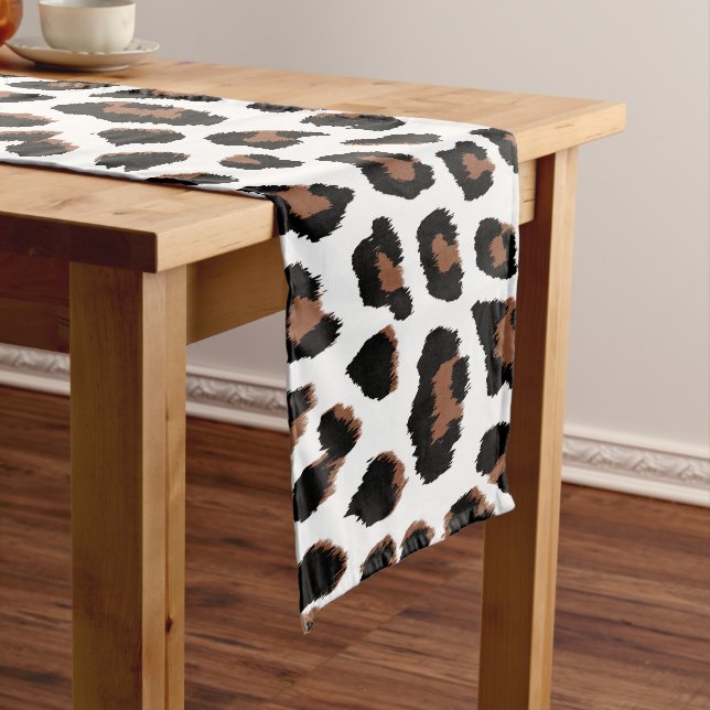 White Leopard Print  Long Table Runner (In Situ)