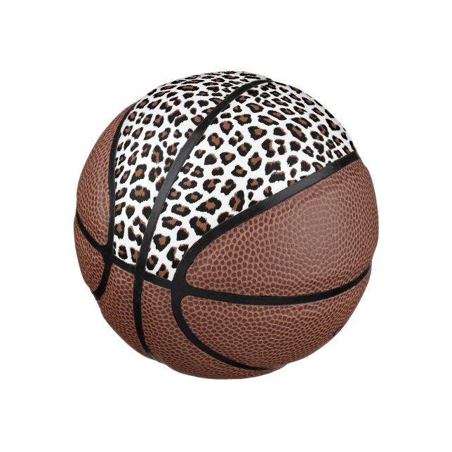 White Leopard Print  Mini Basketball (Angled)