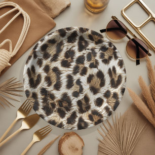 White Leopard Print Safari Party Supplies ID1157 Paper Plate