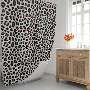 White Leopard Print Shower Curtain