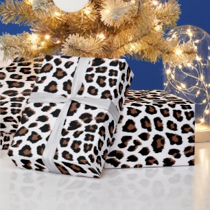 White Leopard Print Wrapping Paper