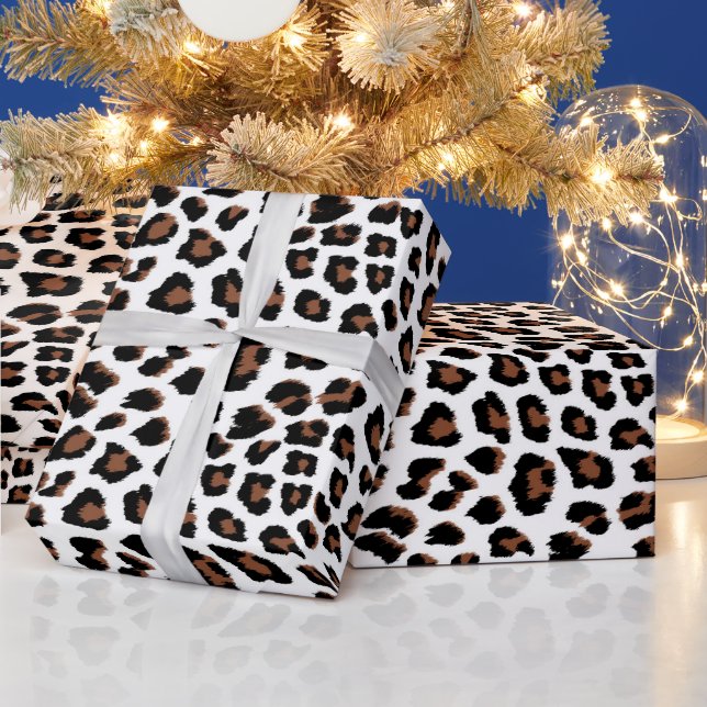White Leopard Print  Wrapping Paper (Holidays)