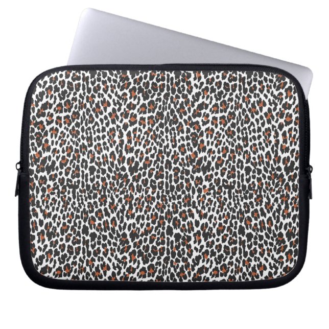 White Leopard Skin Print Laptop Sleeve (Front)