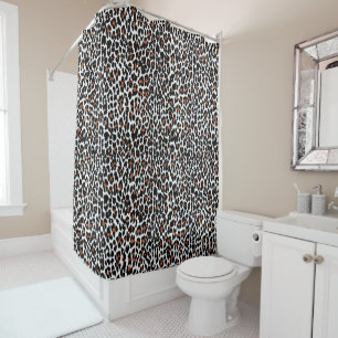 White Leopard Skin Print Shower Curtain