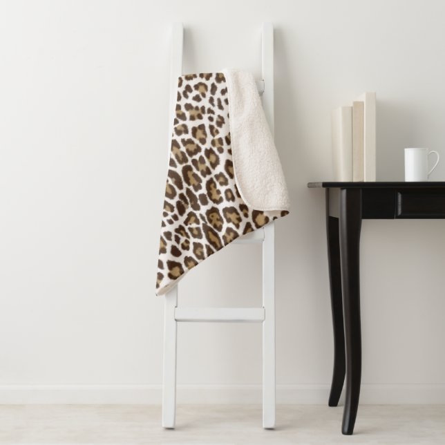 White Leopard Skin Sherpa Blanket (In Situ)