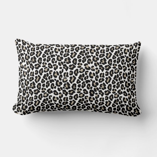 White Leopard Skin Wild Cat Animal Print Pattern Lumbar Cushion (Front)