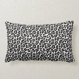 White Leopard Skin Wild Cat Animal Print Pattern Lumbar Cushion