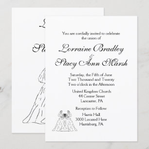 White Lesbian Wedding Invitation