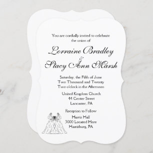 White Lesbian Wedding Invitation