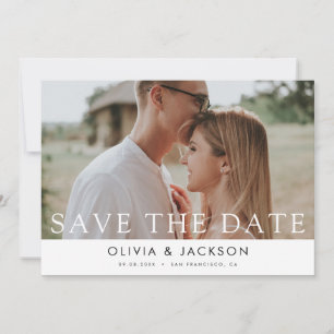 White Lettered Save the Date Photo