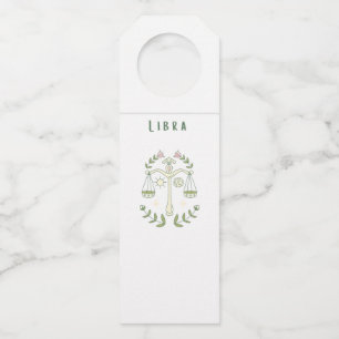 white Libra, zodiac, star sign  Bottle Tag