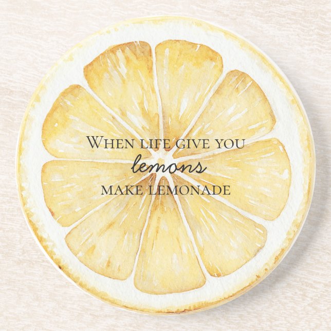 White Life Gives You Lemons Quote Coaster (Front)