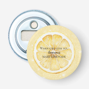 White Life Gives You Lemons Quote Glitter Bottle Opener