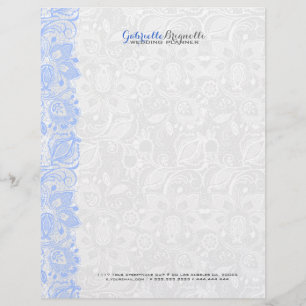 White & Light Blue Vintage Floral Lace Letterhead Template