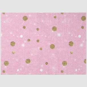 White Light Gold Pink Glitter Polka Dots Christmas Tissue Paper