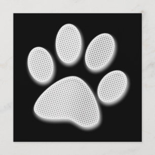 White/Light Grey Halftone Paw Print Invitation
